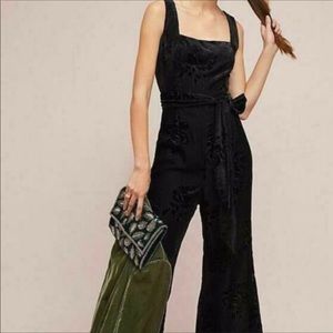 Anthropologie Moulinette Soeurs Noir Velvet Jumpsuit